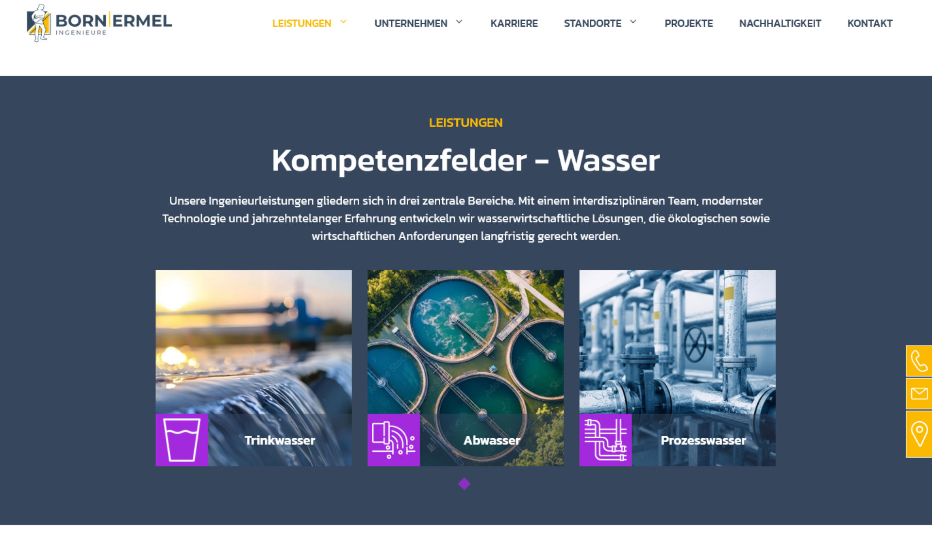 Screenshot der neuen Website von Born Ermel im neuen Corporate Design